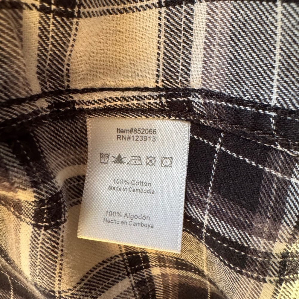 JACHS GIRLFRIEND Plaid flannel button-down shirt black white size M - Picture 10 of 13